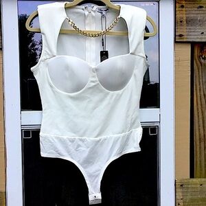Fashion Nova White Classy and Rich Bodysuit